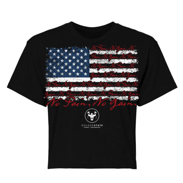 PATRIOT PAIN AND GAIN - WOMEN'S CROP T-SHIRT - BLACK - $XPSGZJ$ Thumbnail